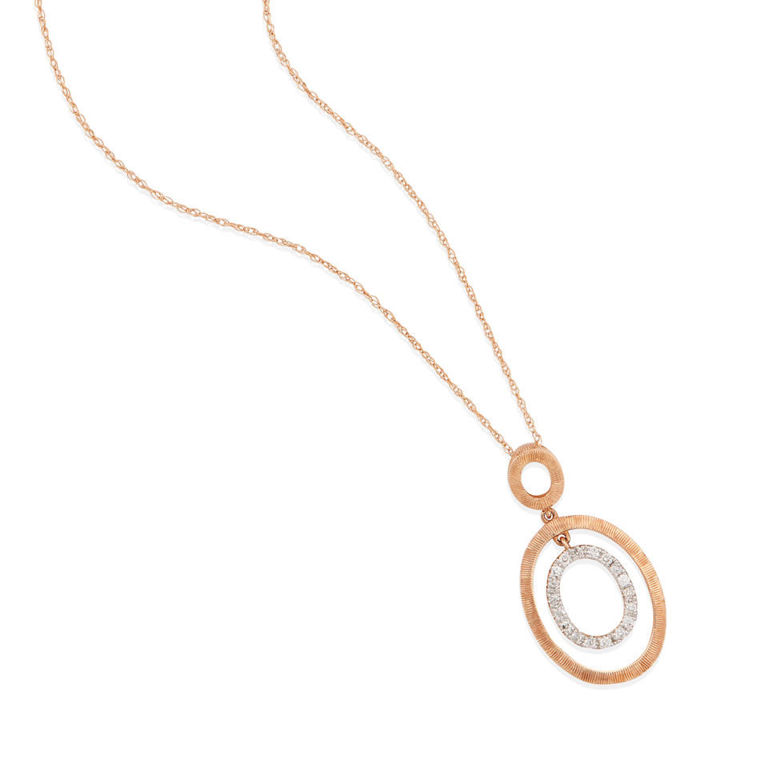 14k white and rose gold diamond necklace