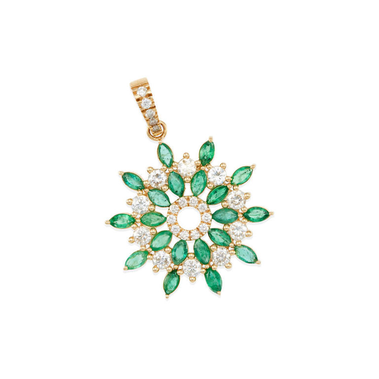 18k gold, emerald and diamond pendant