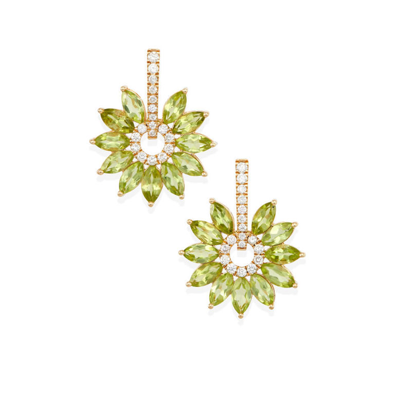18k gold, peridot and diamond earrings
