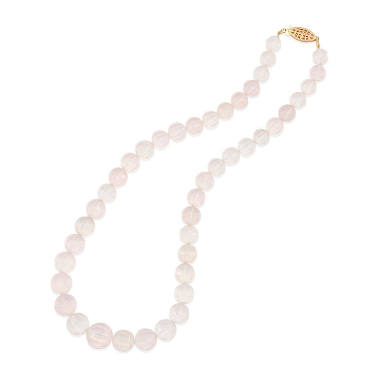 14k gold and rose quartz beaded necklace