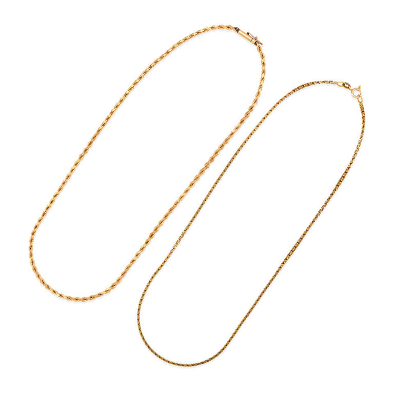 Two 14k gold chain necklaces