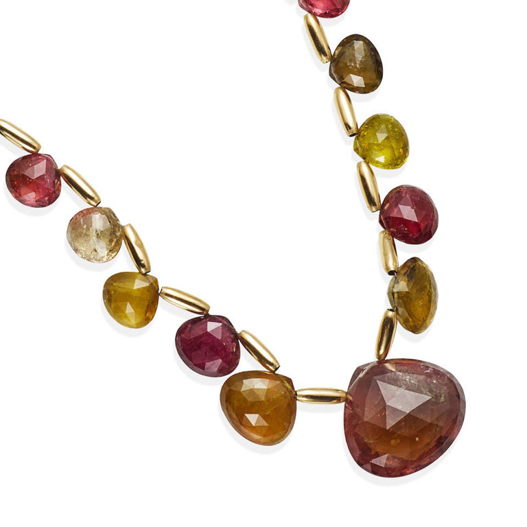 14k gold and tourmaline necklace