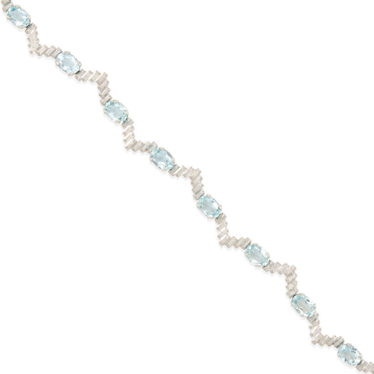 14k gold and aquamarine bracelet
