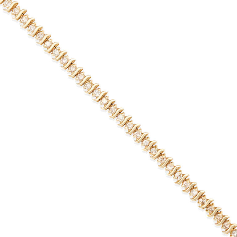14k gold and diamond 'S' link bracelet