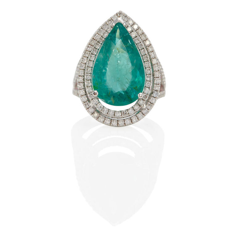 18k gold paraiba-type tourmaline and diamond ring