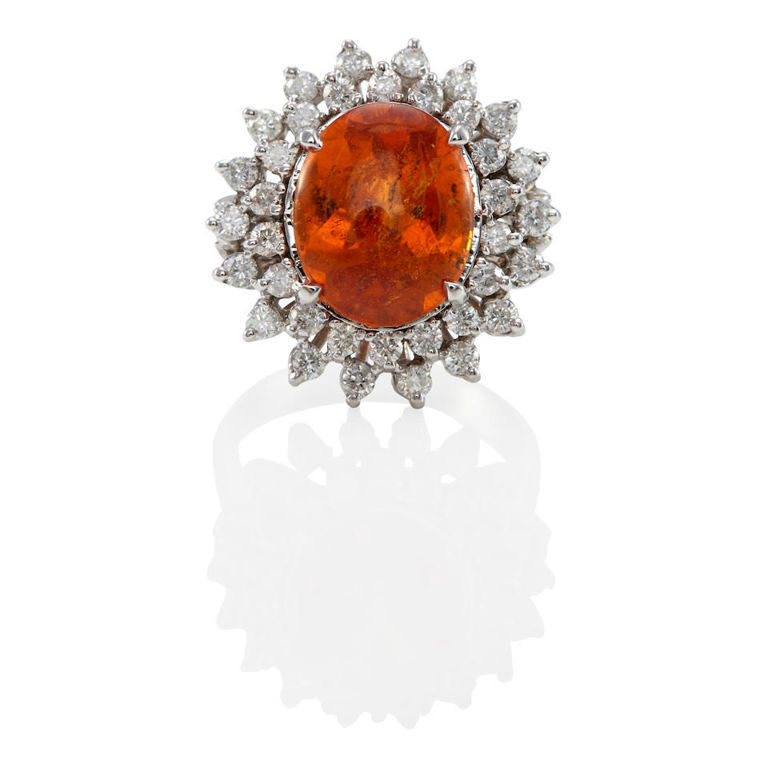 14k gold garnet and diamond ring