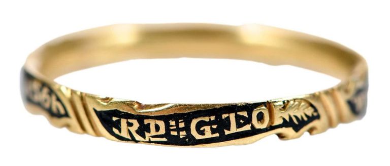 18k yellow gold mourning ring