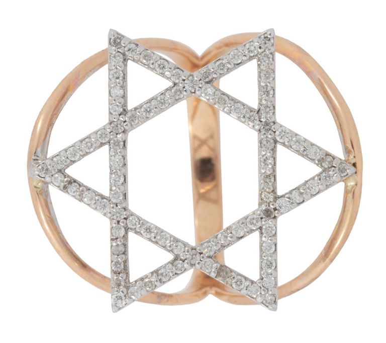 14k two-tone gold diamond "Star of David" ring