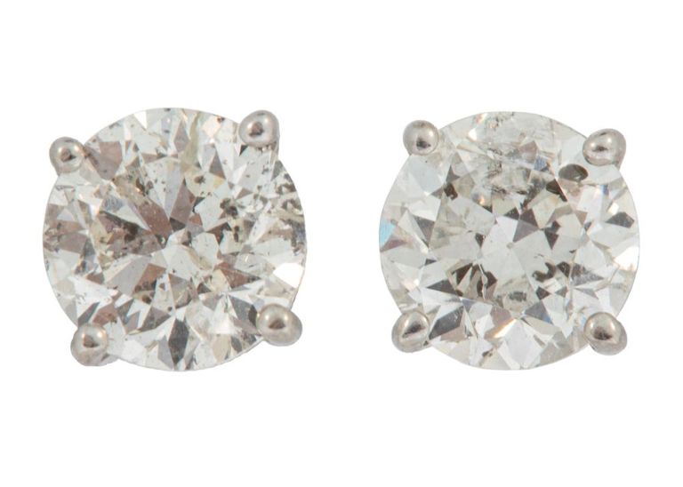 14k white gold diamond stud earrings