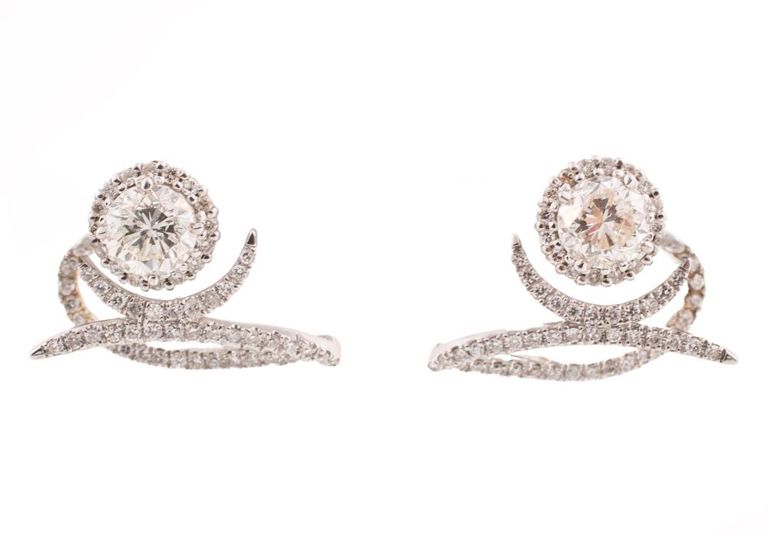 18k white gold diamond earrings