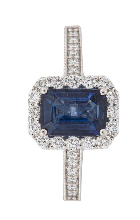 950 platinum diamond and blue sapphire ring
