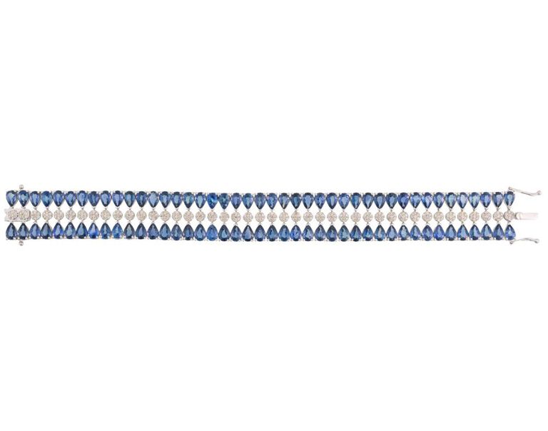 14k white gold sapphire and diamond bracelet