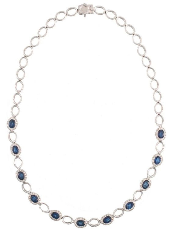 950 platinum sapphire and diamond necklace