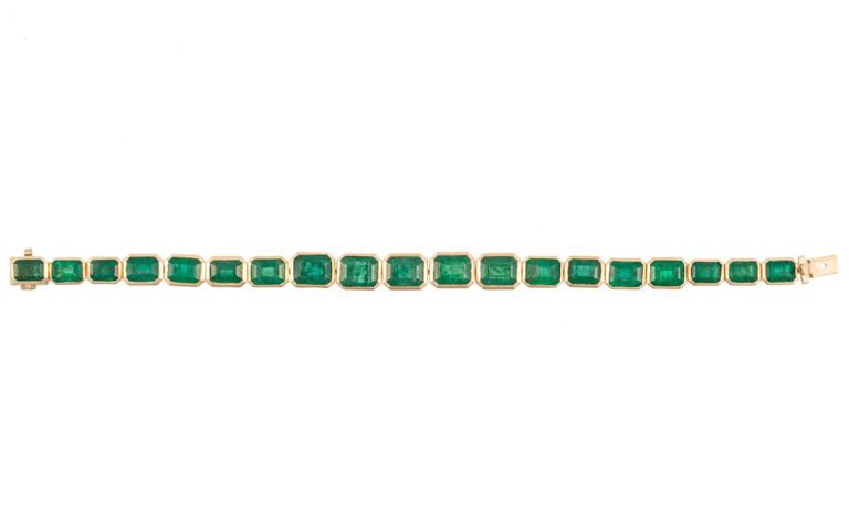 14k yellow gold emerald bracelet