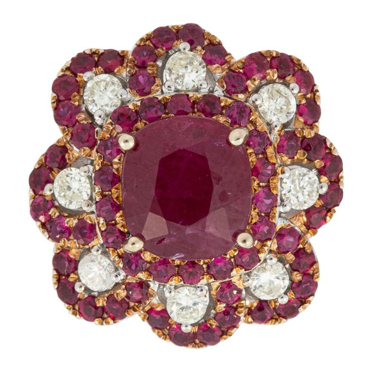 18k yellow gold ruby and diamond ring