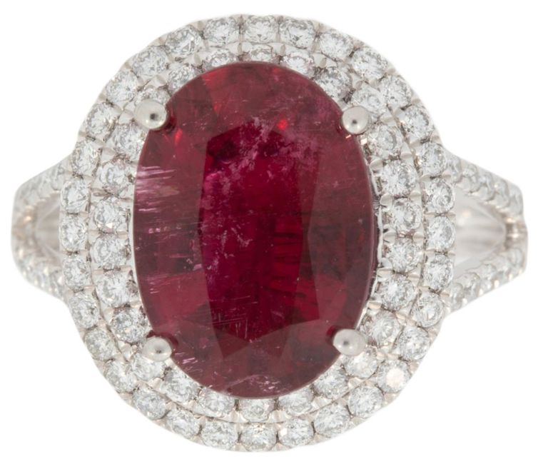 950 platinum tourmaline and diamond halo ring