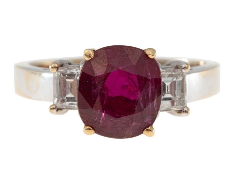 18k yellow and white gold ruby and diamond ring