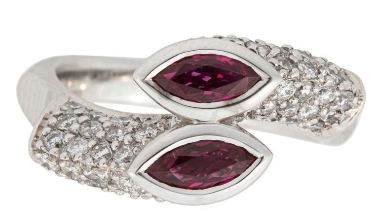 18k white gold ruby and diamond ring