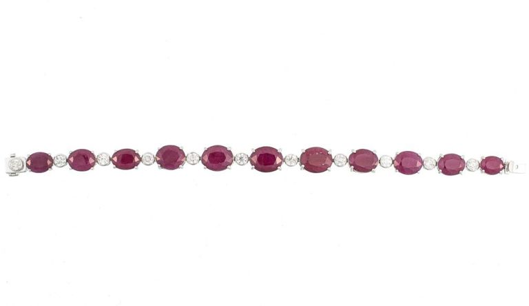 Platinum ruby and diamond bracelet