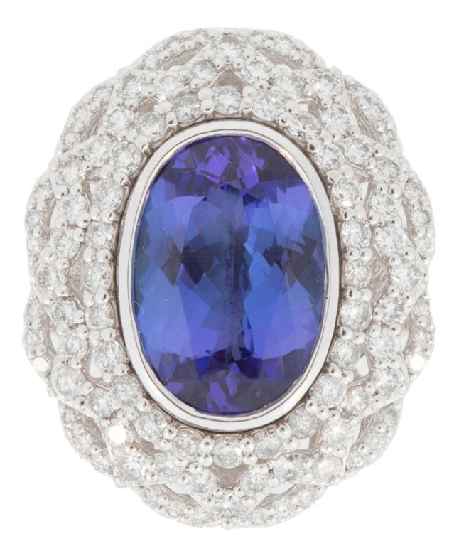 Platinum tanzanite and diamond ring