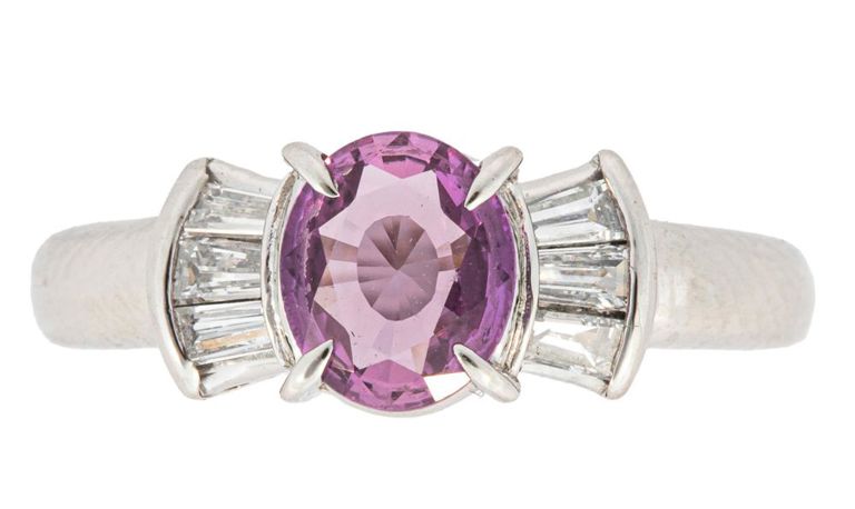 850 platinum pink sapphire and diamond ring