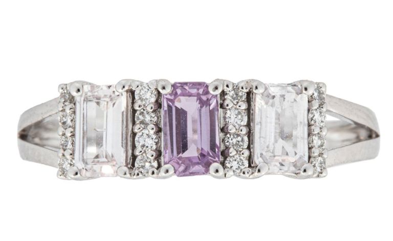 950 platinum pink sapphire and diamond ring