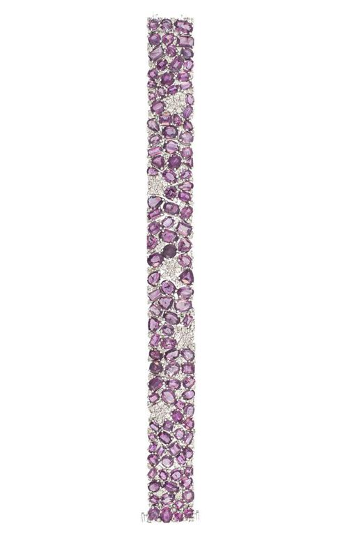 Platinum sapphire and diamond bracelet