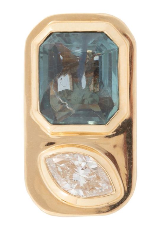 18k yellow gold blue sapphire and diamond ring