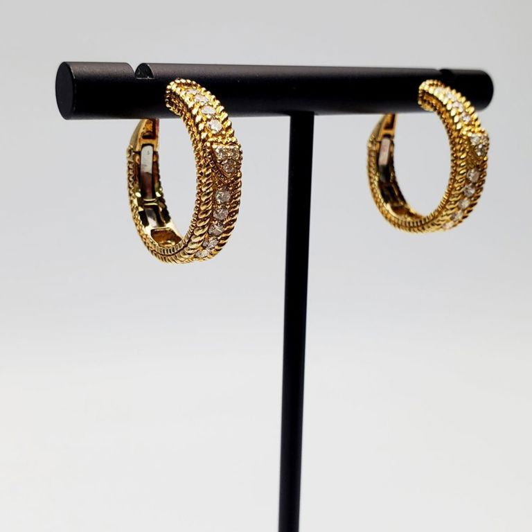 Judith Ripka 14k gold diamond hoop earrings
