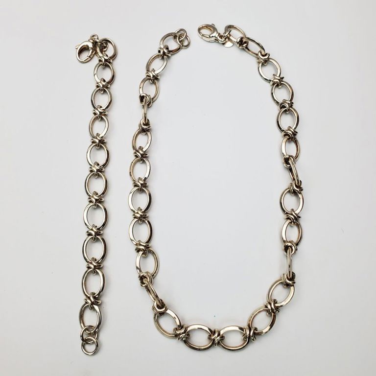 Italian sterling silver necklace and bracelet set
