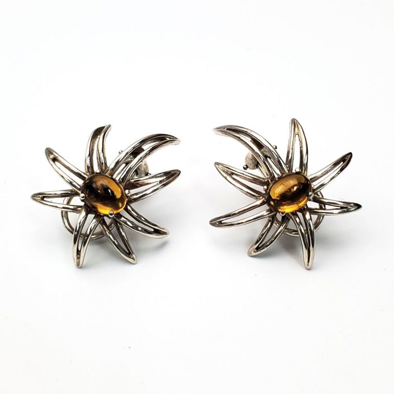 Tiffany & Co sterling silver and citrine fireworks earrings