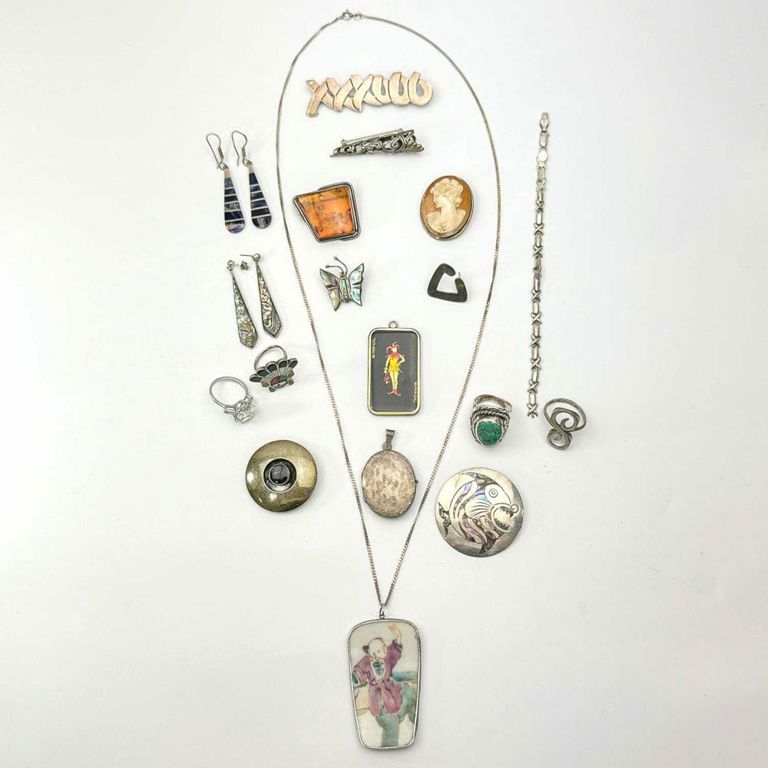 Large lot of sterling silver jewelry