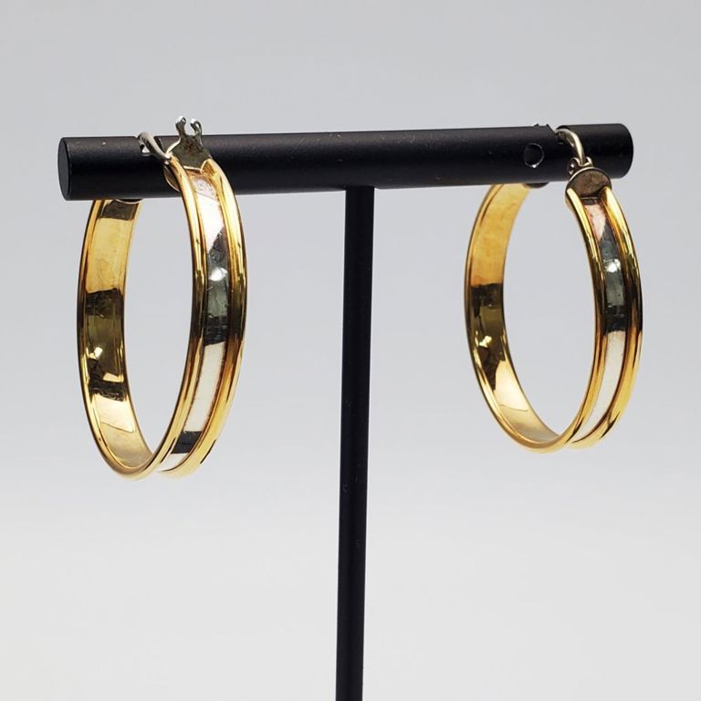 18k gold and silver large hoop earrings