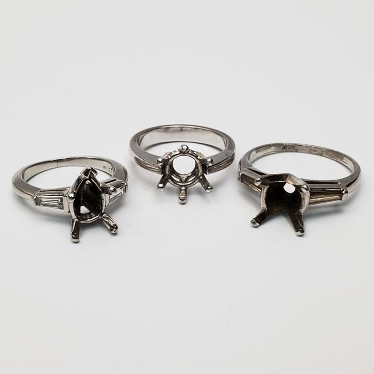 Lot of 3 vintage platinum ring settings