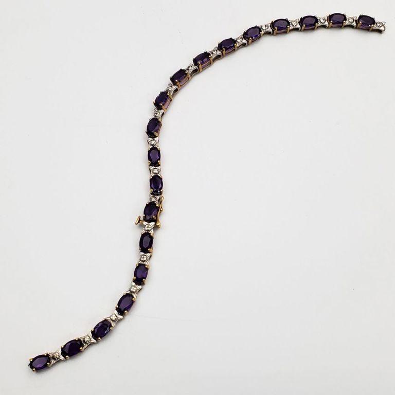 10k gold diamond and amethyst bracelet