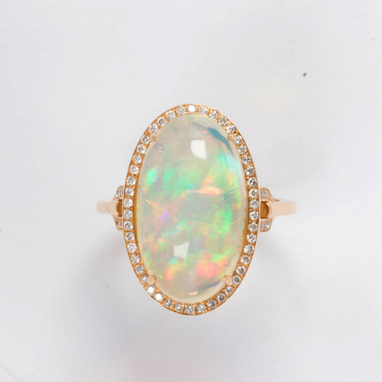 18k gold opal diamond ring