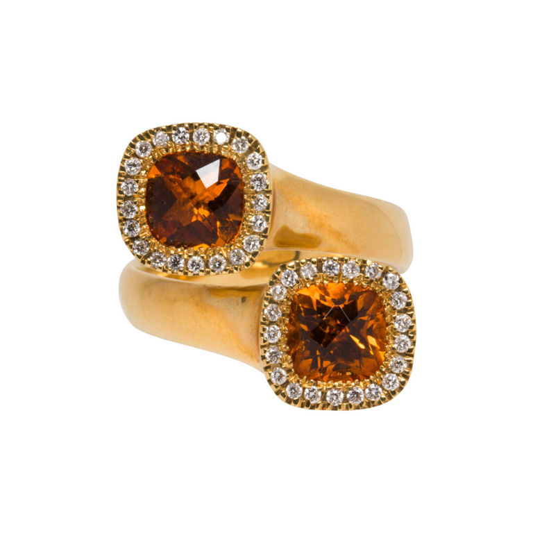 14k gold topaz and diamond bypass ring