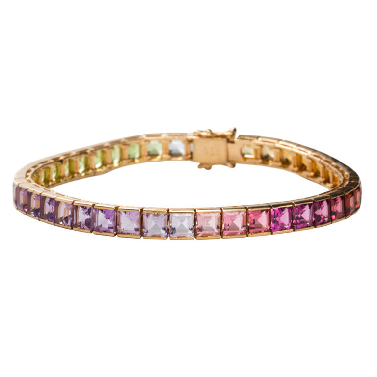 14k gold multi-colored semi-precious stone bracelet