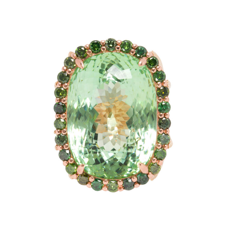 14k rose gold green tourmaline ring