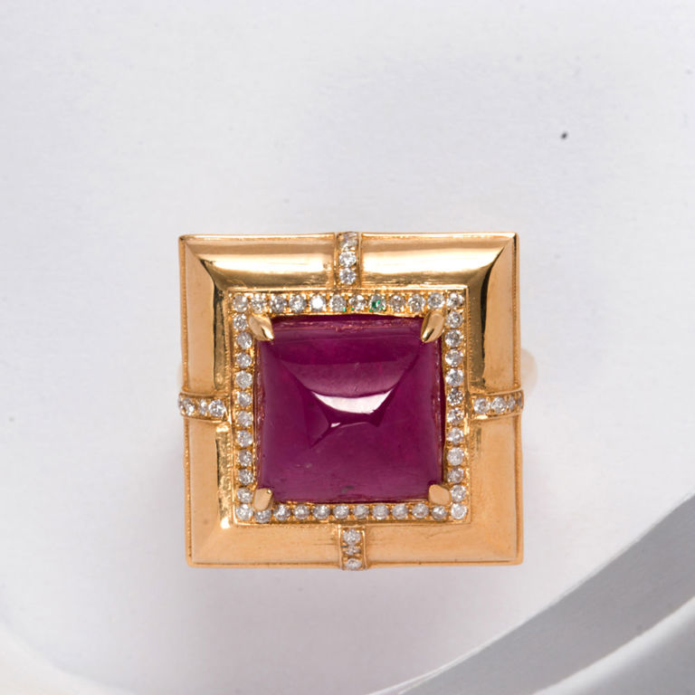 18k gold ruby and diamond ring