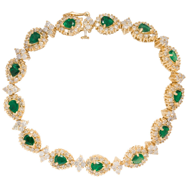 14k gold emerald and diamond bracelet