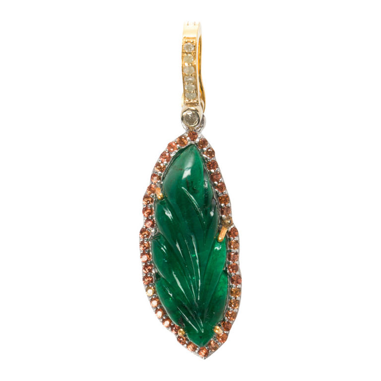 14k gold silver emerald and sapphire pendant enhancer
