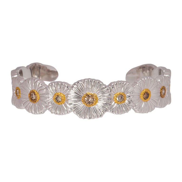Buccellati, A diamond and silver cuff bangle