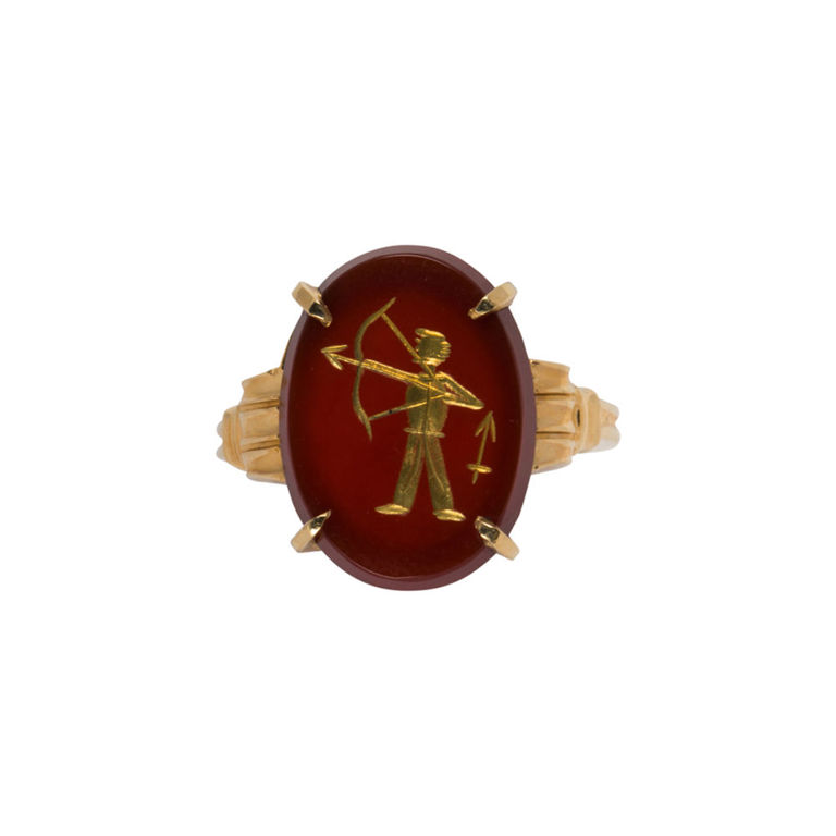 14k gold carnelian intaglio ring