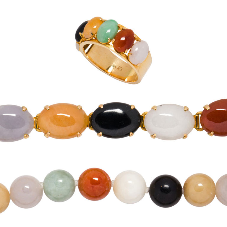 14k gold hardstone jewelry suite