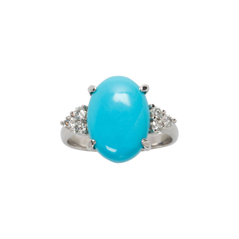 14k white gold turquoise and diamond ring