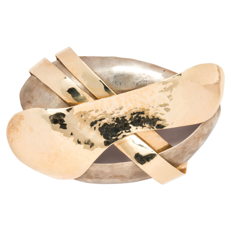 14k gold and silver abstract brooch