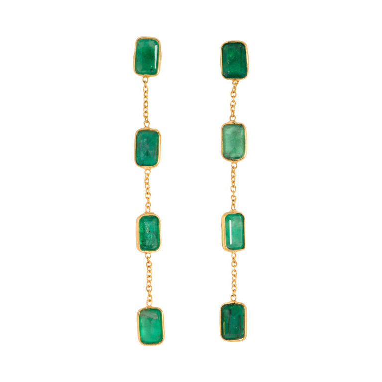 18k gold emerald earrings