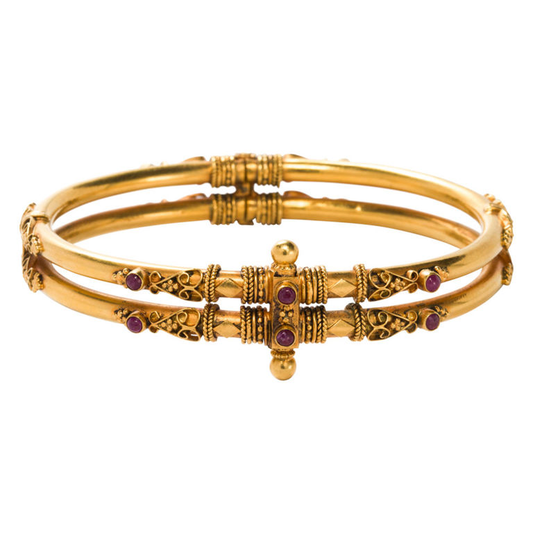 14k gold ruby bangle bracelet