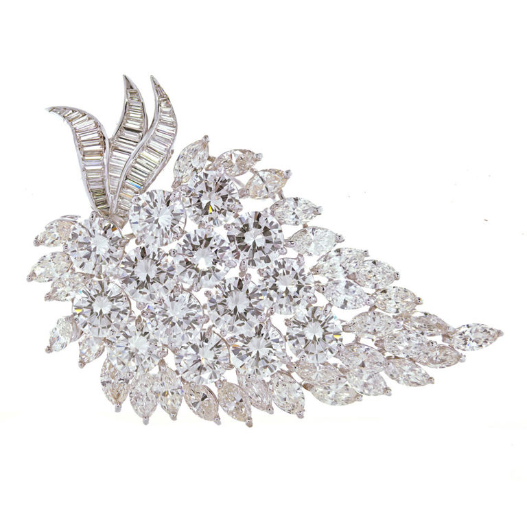 A diamond and platinum brooch